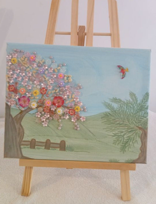 Tableau modèle unique perles et fleurs en 3D N°10