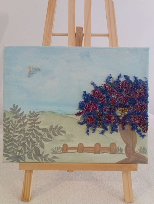 Tableau modèle unique perles et fleurs en 3D N°11