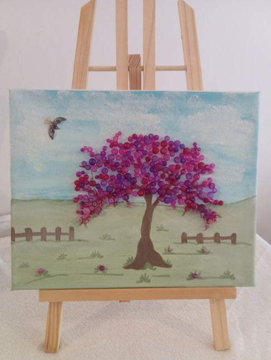 Tableau modèle unique perles et fleurs en 3D N°12