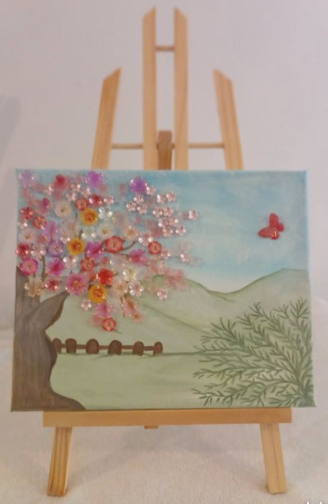 Tableau modèle unique perles et fleurs en 3D N°14