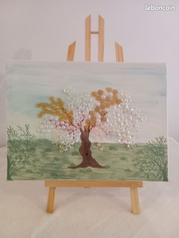 Tableau modèle unique perles et fleurs en 3D N°3