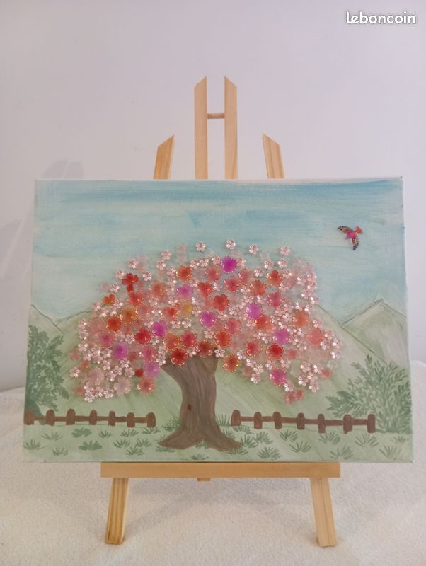 Tableau modèle unique perles et fleurs en 3D N°4