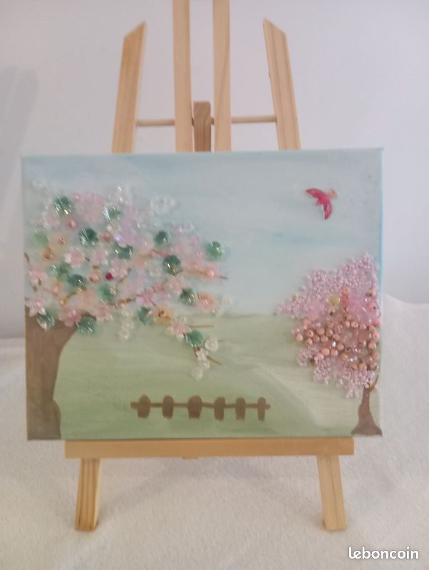 Tableau modèle unique perles et fleurs en 3D N°5