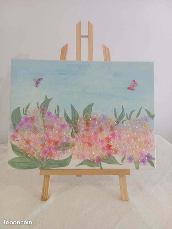 Tableau modèle unique perles et fleurs en 3D N°6