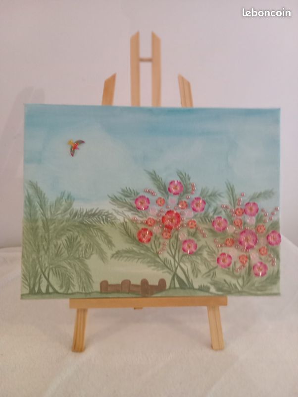 Tableau modèle unique perles et fleurs en 3D N°8